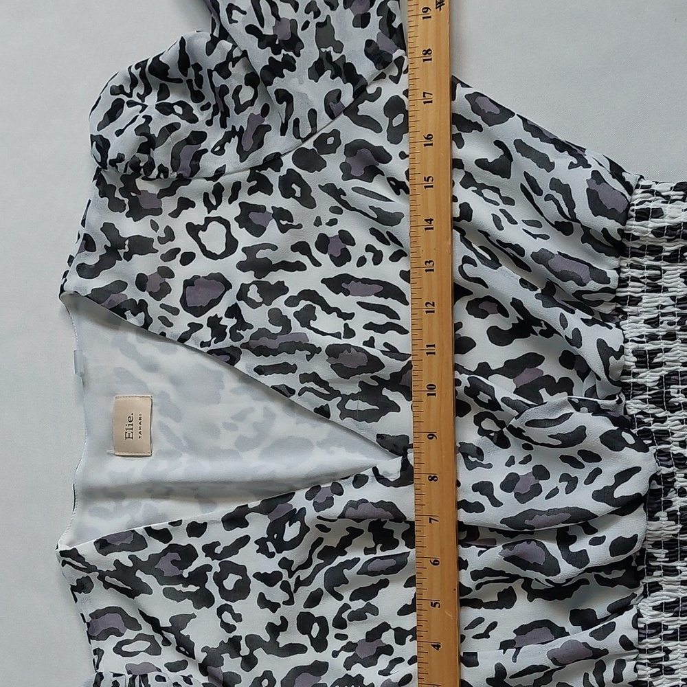 Elie Tahari Black and White Puff Sleeve Smocked Blouse Wimens Size M - Picture 11 of 13